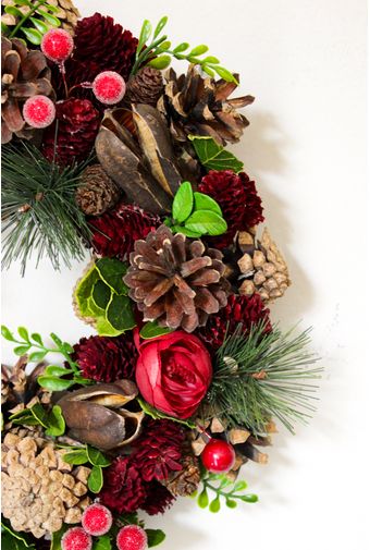 Guirlanda Decorada Pinhas e Berries Natal